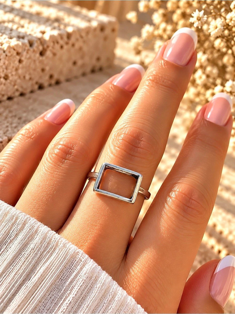 Geometric Silver-Tone Ring